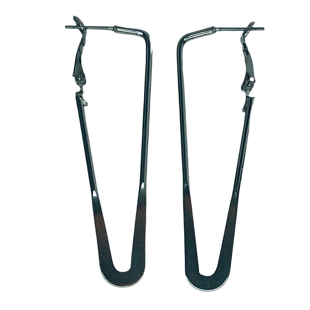 Silver V Hoop Earrings - Picture 3 of 3